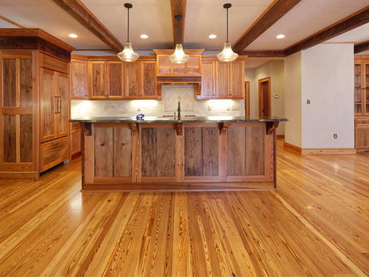 Select Grade Heart Pine Kitchen Flooring Design