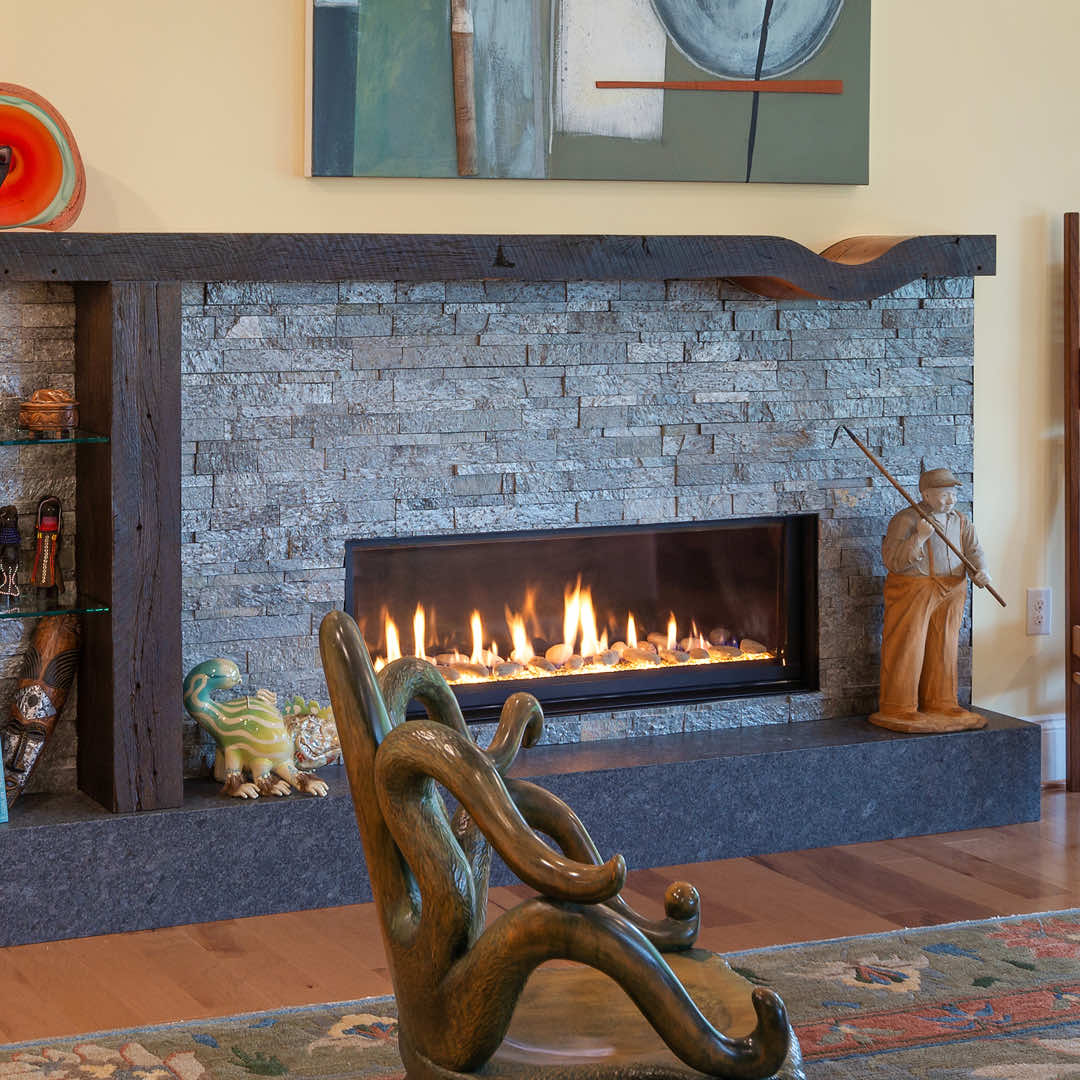 Custom Oak Mantel Rare Wood Showcase