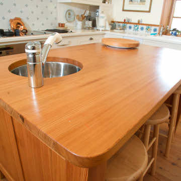 Kitchen Island using Heart Pine Lumber in Mathews, VA