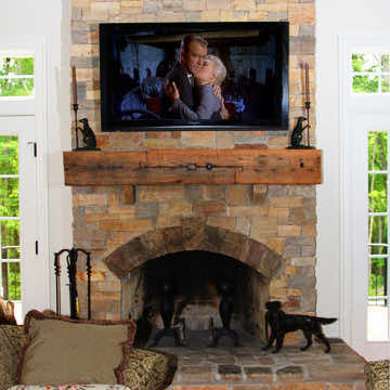 Fireplace Mantel with Old Heart Pine Beam