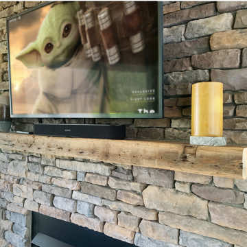 Stone Fireplace with Original Finish Mantel